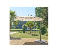 Hespéride - Parasol Déporté Rond Manoa Blé 3 m Anti-Rouille Rotation 360° Protection Soleil, Intempéries pour Jardin, Terrasse