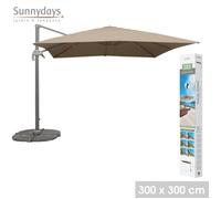 Parasol décentrer carré - Taupe - L 300 x l 300 cm