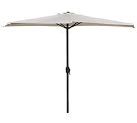 Parasol demi-lune écru en aluminium ø300 x 250, avec manivelle, gain de place Ø300x250
