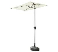 Parasol Demi-Rond, Parasol D'extérieur Semi-rectangulaire De 6,5 × 3,2 Pieds, avec Base, Petit Auvent Adapté Aux Balcons, Tables Ou Terrasses(White)