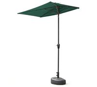 Parasol Demi-Rond, Parasol D'extérieur Semi-rectangulaire De 6,5 × 3,2 Pieds, avec Base, Petit Auvent Adapté Aux Balcons, Tables Ou Terrasses(Green)