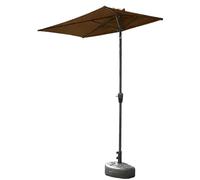 Parasol Demi-Rond, Parasol D'extérieur Semi-rectangulaire De 6,5 × 3,2 Pieds, avec Base, Petit Auvent Adapté Aux Balcons, Tables Ou Terrasses(Brown)