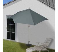 Parasol demi-rond Parla, demi-parasol balcon, UV 50+ polyester/alu 3kg ~ 270cm anthracite avec support