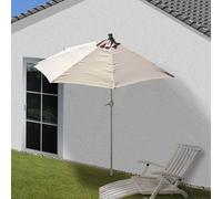 Parasol demi-rond Parla, demi-parasol balcon, UV 50+ polyester/alu 3kg ~ 270cm crème sans support