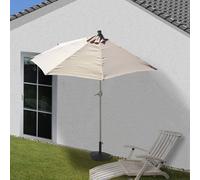 Parasol demi-rond Parla, demi-parasol balcon, UV 50+ polyester/alu 3kg ~ 300cm crème avec support