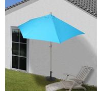 Parasol demi-rond Parla, demi-parasol balcon, UV 50+ polyester/alu 3kg ~ 300cm turquoise avec support