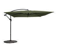 Parasol déporté 3 x 3 m carré et 4 dalles lestées vert cactus - Oviala