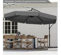 Parasol Déporté 3M avec Housse COSTWAY, Inclinaison 0-35°, Protection Solaire 8 Baleines, Ombrage Parasol pour Jardin Terrasse Gris