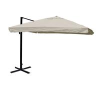 Parasol Déporté 3x3 M Diamètre 4,3 M Inclinable Non Orientable Sans Pied Aluminium Polyester Gris Crème 04_0007946