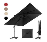 Parasol Déporté 3X3M - RELAX4LIFE - Protection Anti-décoloration de Niveau 6 - Inclinable et Rotative par Pédale - Noir