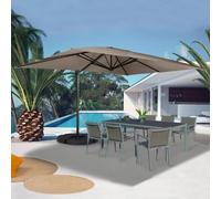 IDMarket Parasol déporté 3 x 4 m rotatif 360° Taupe