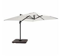 Parasol déporté 4x3 m 360° inclinable + 4 dalles à lester blanc Caserta - Oviala