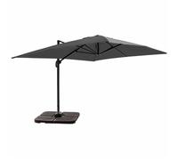 Parasol déporté 4x3 m 360° inclinable + 4 dalles à lester gris Caserta - Oviala