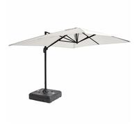 Parasol déporté 4x3 m 360° inclinable + à lester sur roues blanc - Oviala