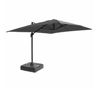 Parasol déporté 4x3 m 360° inclinable + à lester sur roues gris - Oviala