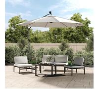 Parasol déporté à 300 cm avec éclairage LED - VIDAXL - Sable - Manuel - Rond - Métal - Polyester