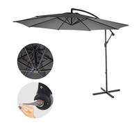 Parasol Acerra Ø 3m inclinable polyester acier 11kg gris sans socle Gris G