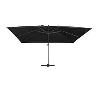 Parasol déporté Aluminium Noir 400x300 cm avec lumières LED solaires 24 Lampes Toile Polyester Anti-UV Protection extérieure terrasse Jardin Patio Ambiance