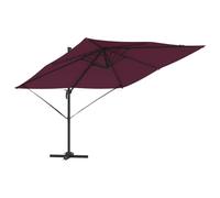Parasol déporté aluminium polyester, rouge, 286 x 284 x 265 cm, 23.53kg