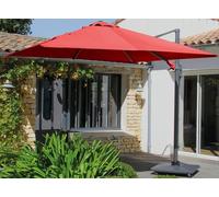 Parasol déporté aluminium PROLOISIRS NH 3 x 3 m - Rouge