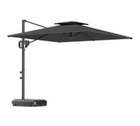 Parasol déporté carré 2,5 x 2,5 m avec base de lestage - inclinaison réglable - métal époxy tissu anthracite