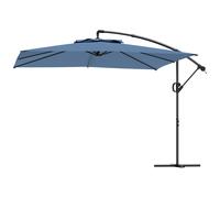 Parasol Déporté Carré 3 X 3 M Réglable Piètement Croix Manivelle Tissu Haute Densité 180g/M² Upf50+ Bleu