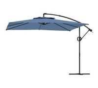 Parasol Déporté Carré 3 X 3 M Réglable Piètement Croix Manivelle Tissu Haute Densité 180g/M² Upf50+ Bleu