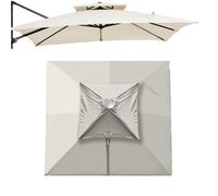 Parasol déporté carré à 8 baleines, toile de rechange for parasol de piscine, 2,4 x 2,4 m, toile de rechange anti-UV for parasol de jardin et terrasse(Beige,Double top 2.5m(8'))