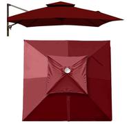 Parasol déporté carré à 8 baleines, toile de rechange for parasol de piscine, 2,4 x 2,4 m, toile de rechange anti-UV for parasol de jardin et terrasse(Burgundy,Double top 2.5m(8'))