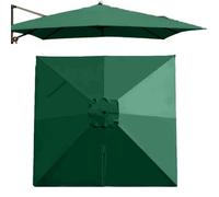 Parasol déporté carré à 8 baleines, toile de rechange for parasol de piscine, 2,4 x 2,4 m, toile de rechange anti-UV for parasol de jardin et terrasse(Dark Green,Single top 2.5m(8'))