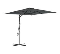 Parasol Déporté Carré Dim. 2,5 X 2,5 M Piètement Inclus Métal Époxy Polyester Haute Densité Anthracite