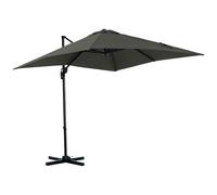 Outsunny Parasol déporté carré inclinable manivelle avec pied en métal dim. 2,5L x 2,5l m alu. polyester haute densité gris