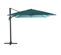 Parasol déporté et inclinable carré bleu canard Elea - 3 x 3 m - Hespéride
