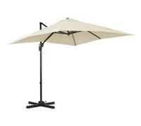 Parasol déporté carré inclinable manivelle avec pied en acier dim. 2,45L x 2,45l x 2,45H m métal alu. polyester haute densité beige Beige G