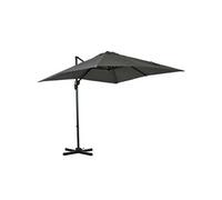 Parasol déporté carré inclinable manivelle avec pied en acier dim. 2,45L x 2,45l x 2,45H m métal alu. polyester haute densité gris