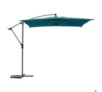 Parasol déporté carré ""Manoa"" bleu canard D2,5x2,5m en acier - Hespéride