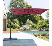 Parasol déporté carré ""Manoa"" bordeaux D2,5x2,5m en acier - Hespéride