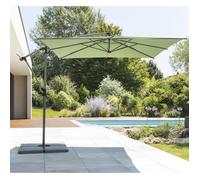 Parasol déporté carré ""Manoa"" vert olive D2,5x2,5m en acier - Hespéride