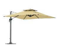 Parasol Déporté Carré Pivotant 360° Manivelle Alu. Polyester Beige Beige