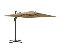 Parasol Déporté Carré Pivotant 360° Manivelle Alu. Polyester Kaki Beige