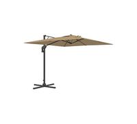Parasol déporté carré pivotant 360° manivelle dim. 2,97L x 2,97l x 2,64H m alu. polyester kaki