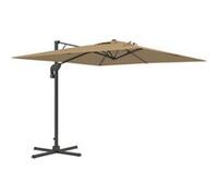 Parasol déporté carré pivotant 360° manivelle dim. 2,97L x 2,97l x 2,64H m alu. polyester kaki Kaki G