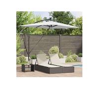 Parasol déporté carré Vidaxl - Toile polyester - Mat acier - Beige - 200 x 200 cm