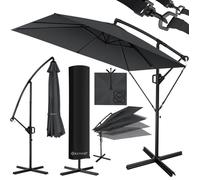 Parasol déporté de jardin - KESSER - Ø350 cm - 360° réglable - Aluminium robuste - Protection UV - Anthracite