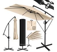Parasol déporté de jardin - KESSER - Ø350 cm - 360° rotation - Aluminium - Protection UV - Beige - Manivelle