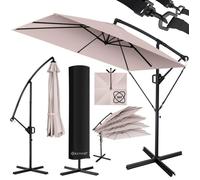 Parasol déporté de jardin - KESSER - Ø350 cm - 360° rotation - Aluminium robuste - Protection UV - Taupe