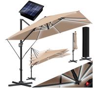 Parasol déporté de jardin - KESSER - Dimensions 3x3m - Rotation 360° - Inclinaison réglable - Éclairage LED solaire