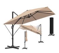 Parasol déporté de jardin - KESSER - Dimensions 3x3m - Rotation 360° - Inclinaison réglable - Polyester résistant aux UV