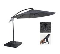 Parasol Déporté De Luxe Hwc-D14, Ø 3m Anthracite Avec Pied Gris