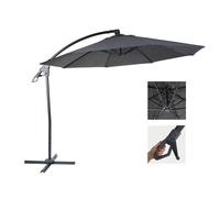 Parasol Déporté De Luxe Hwc-D14, Ø 3m Anthracite Sans Pied Gris